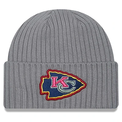 Bonnet en tricot à revers New Era pour hommes, gris chiné, Kansas City Chiefs Color Pack