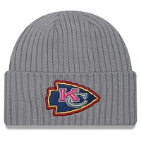 Bonnet en tricot à revers New Era pour hommes, gris chiné, Kansas City Chiefs Color Pack