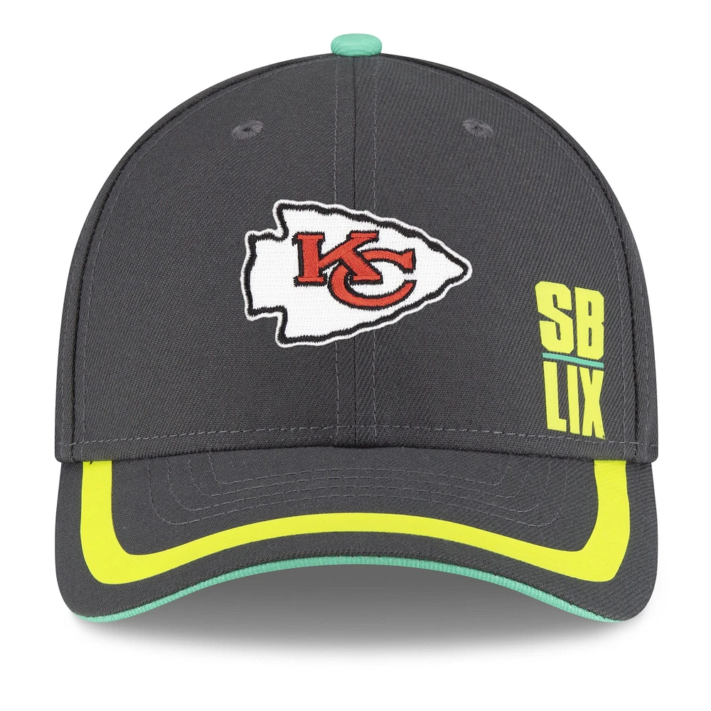 Men's New Era Gray Kansas City Chiefs Super Bowl LIX 9FORTY Adjustable Hat