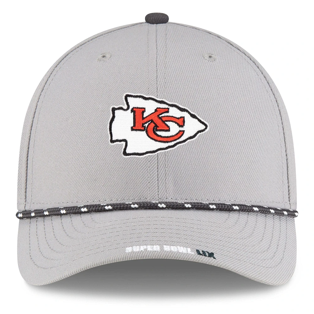 Men's New Era Gray Kansas City Chiefs Super Bowl LIX Opening Night 9FORTY Adjustable Hat