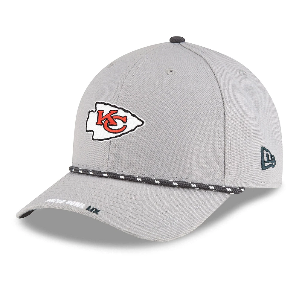 Men's New Era Gray Kansas City Chiefs Super Bowl LIX Opening Night 9FORTY Adjustable Hat