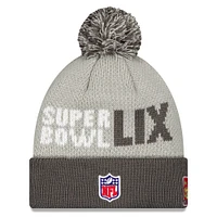 Men's New Era Gray Kansas City Chiefs Super Bowl LIX Opening Night Knit Hat with Pom