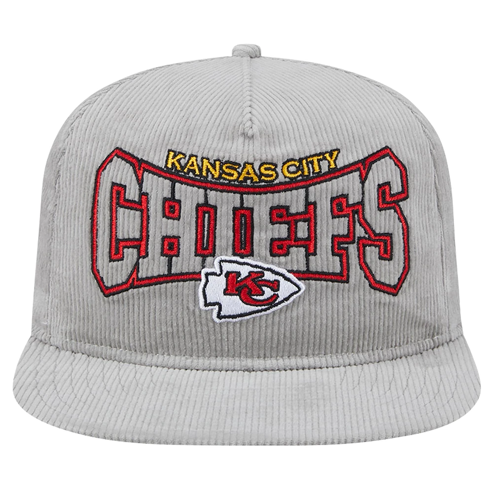 Men's New Era Gray Kansas City Chiefs Throwback Corded Golfer Snapback Hat