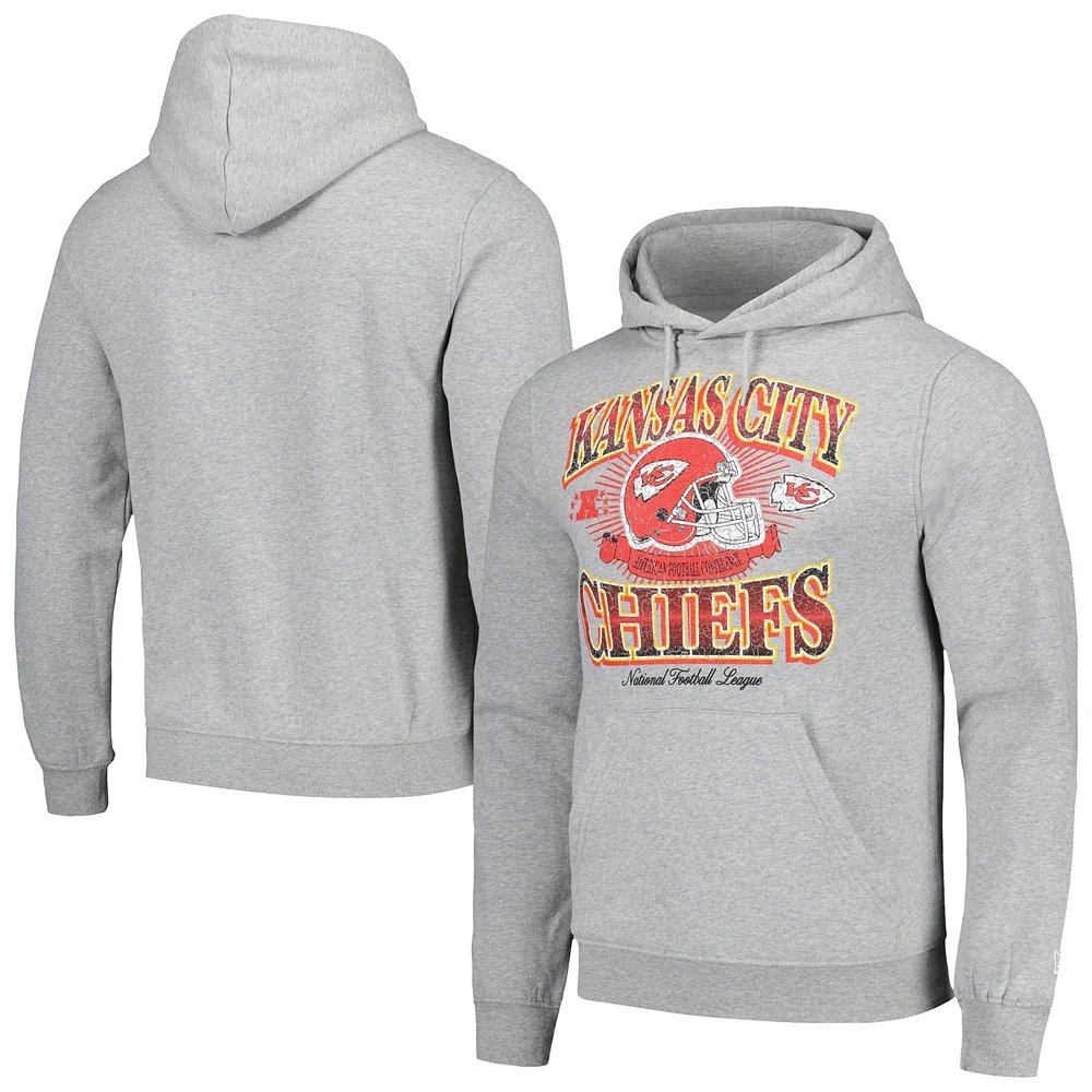 Men's New Era Heather Gray Kansas City Chiefs Retro Pullover Hoodie