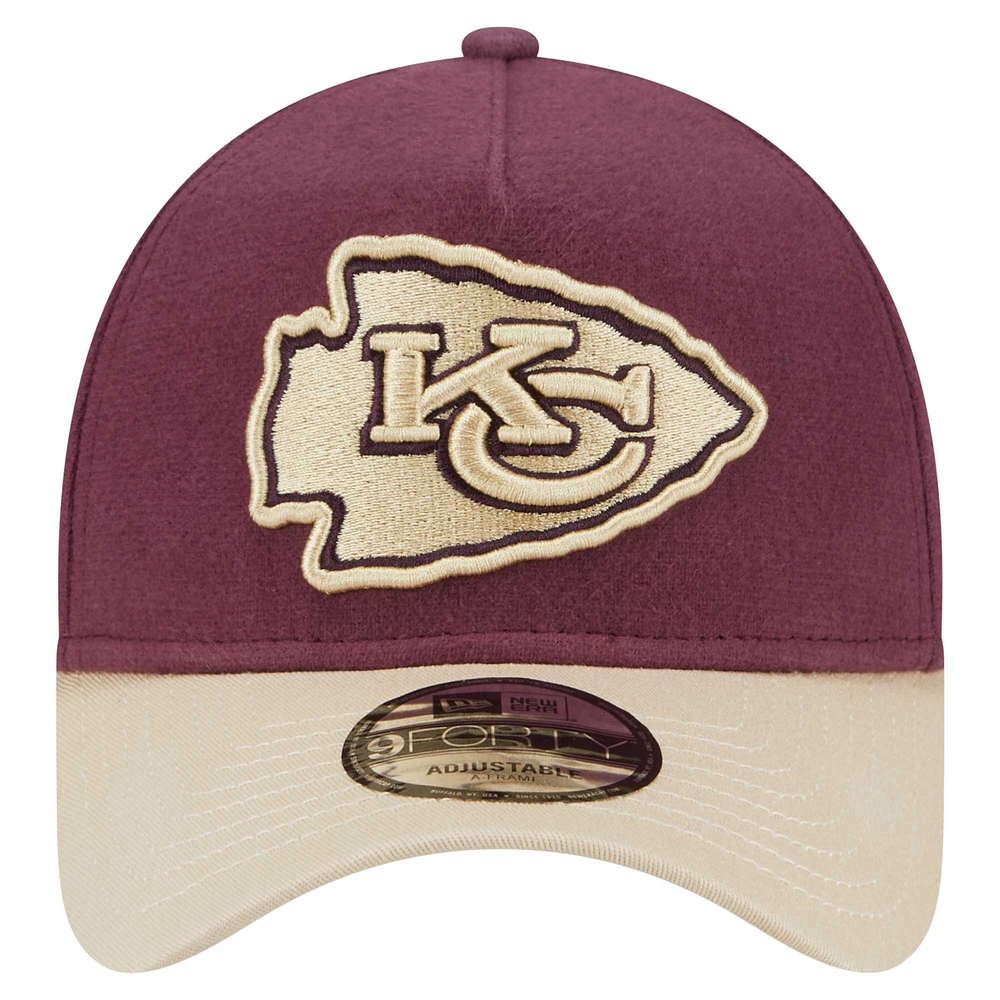 Casquette ajustable 9FORTY en moleskine pour homme Kansas City Chiefs de New Era, marron/beige