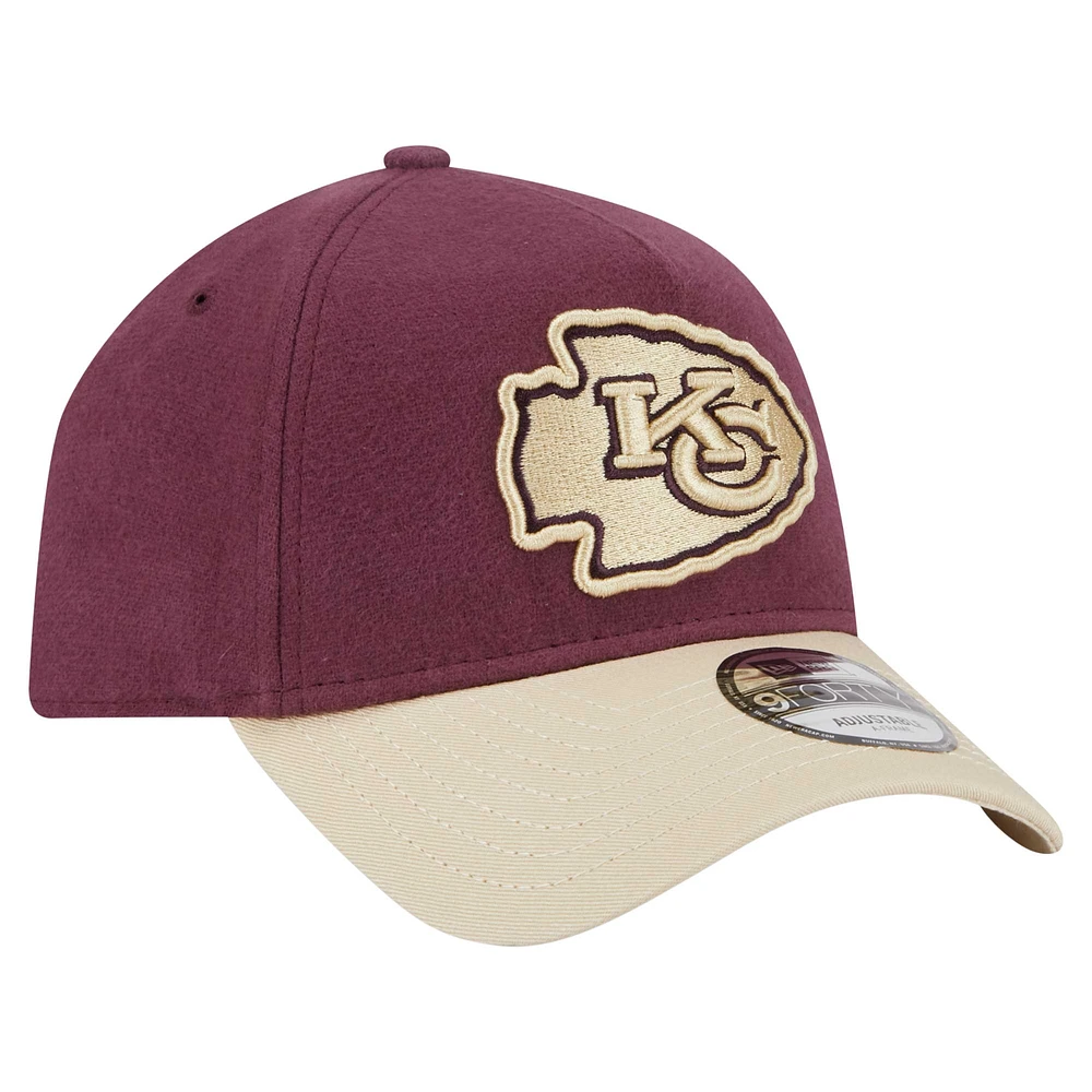 Casquette ajustable 9FORTY en moleskine pour homme Kansas City Chiefs de New Era, marron/beige