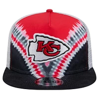 Men's New Era Red/Black Kansas City Chiefs Throwback Dye Golfer Snapback Hat