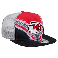 Men's New Era Red/Black Kansas City Chiefs Throwback Dye Golfer Snapback Hat
