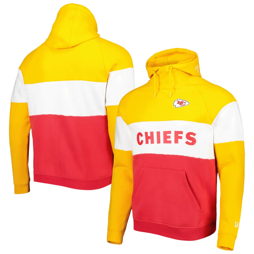 Chandail à capuchon actuel blocs de couleurs des Chiefs Kansas City New Era pour homme, rouge/doré