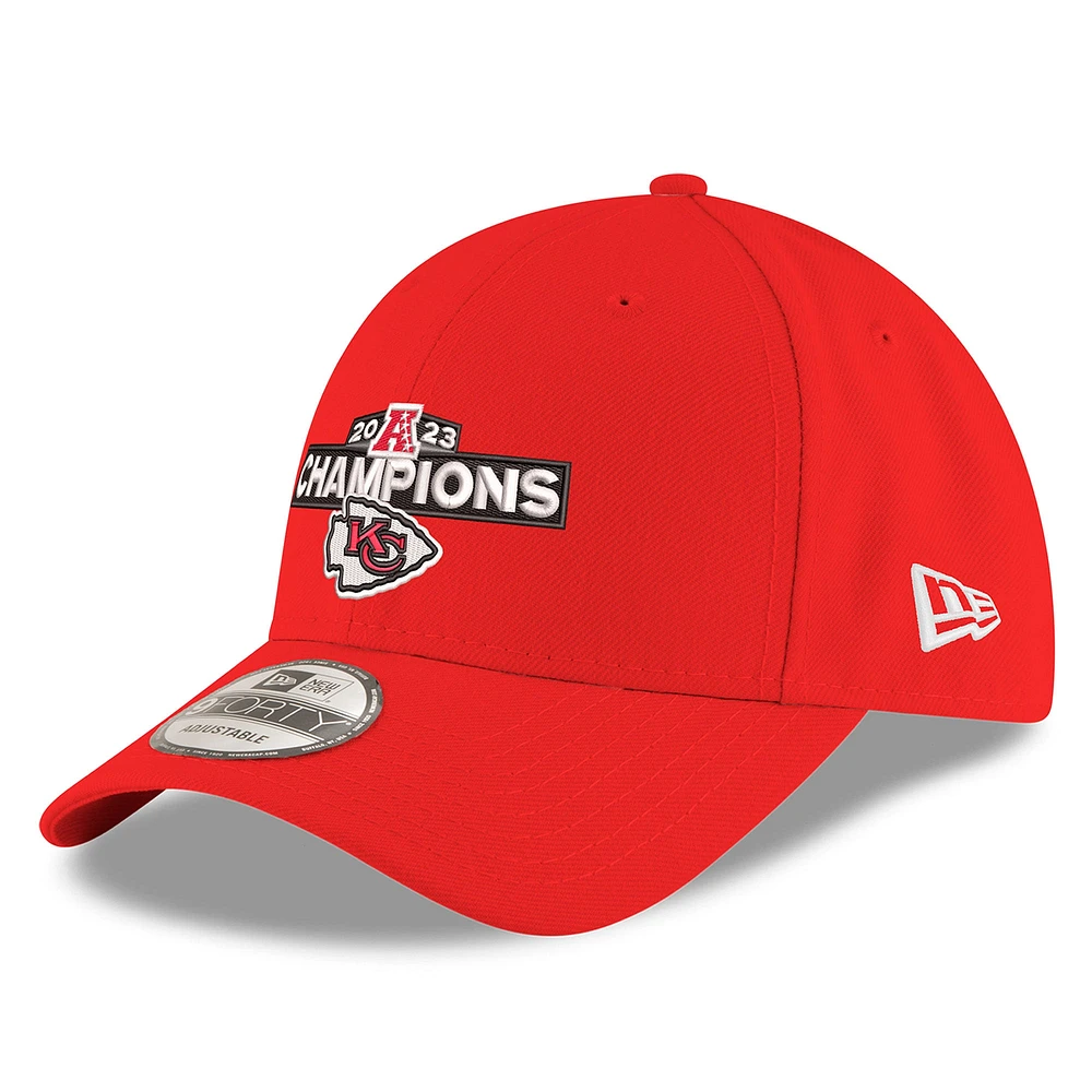 Casquette réglable 9FORTY New Era pour hommes des Kansas City Chiefs 2023 AFC Champions 9FORTY rouge