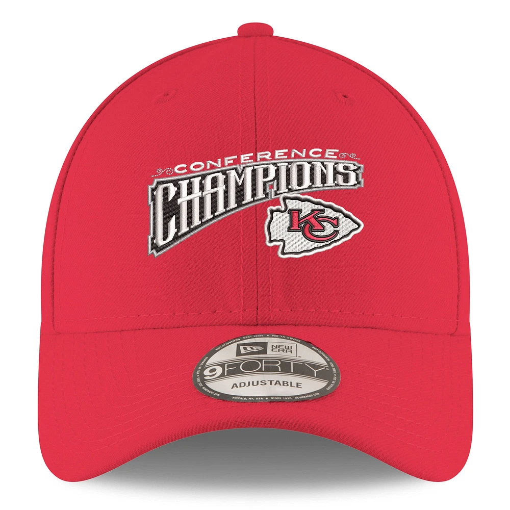 Men's New Era Red Kansas City Chiefs 2024 AFC Champions Replica 9FORTY Adjustable Hat