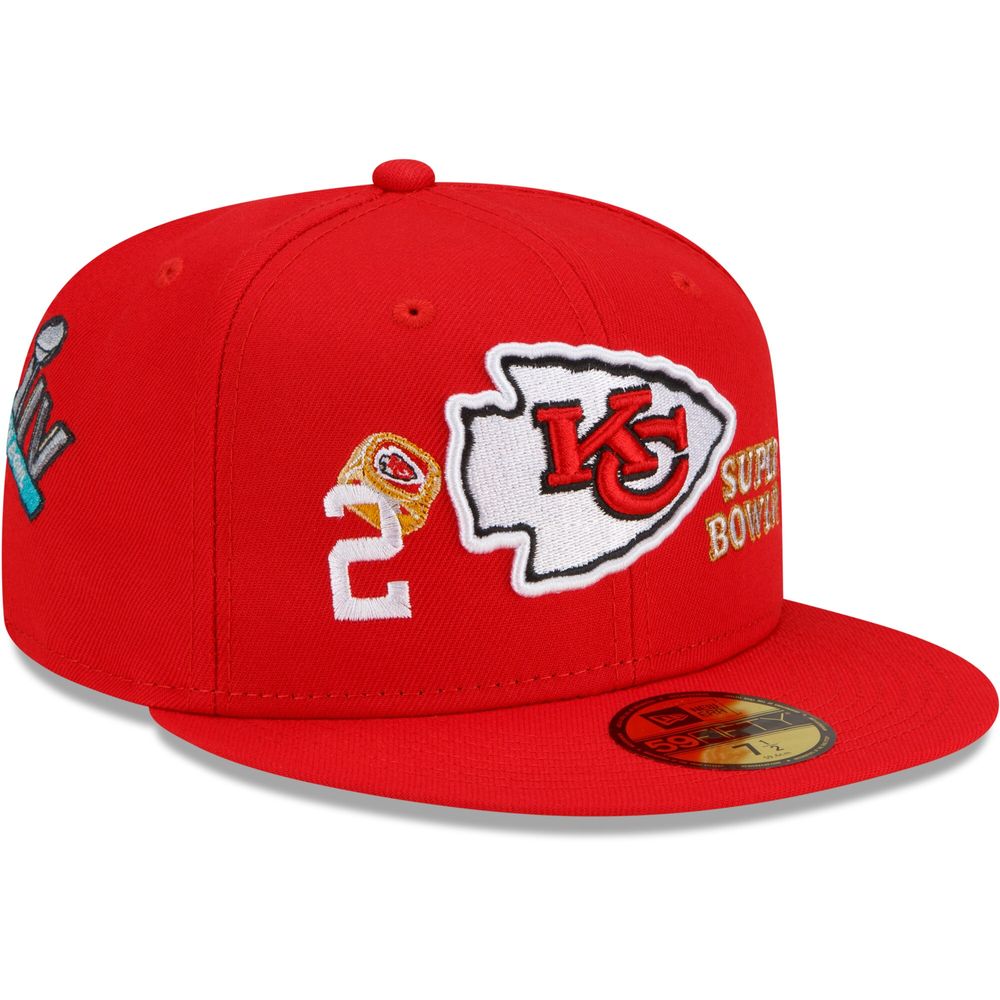 Men's New Era Red Kansas City Chiefs 2x Super Bowl Champions Count The Rings 59FIFTY - Fitted Hat