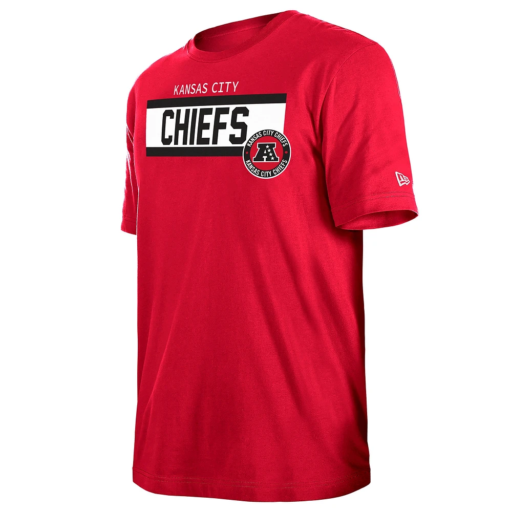 T-shirt à imprimé haute densité Kansas City Chiefs 3rd Down rouge New Era pour homme