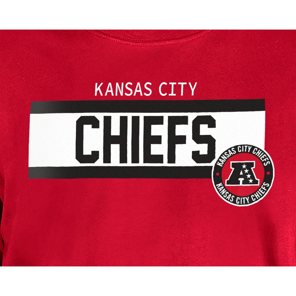 T-shirt à imprimé haute densité Kansas City Chiefs 3rd Down rouge New Era pour homme