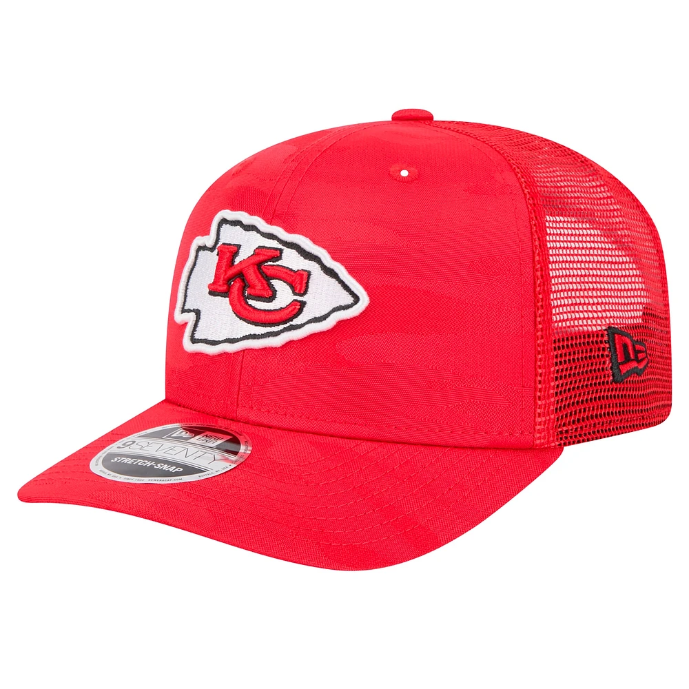 Men's New Era Red Kansas City Chiefs Adventure Camo Trucker 9SEVENTY Stretch-Snap Adjustable Hat