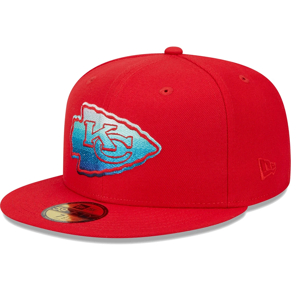 Men's New Era Red Kansas City Chiefs Gradient 59FIFTY Fitted Hat