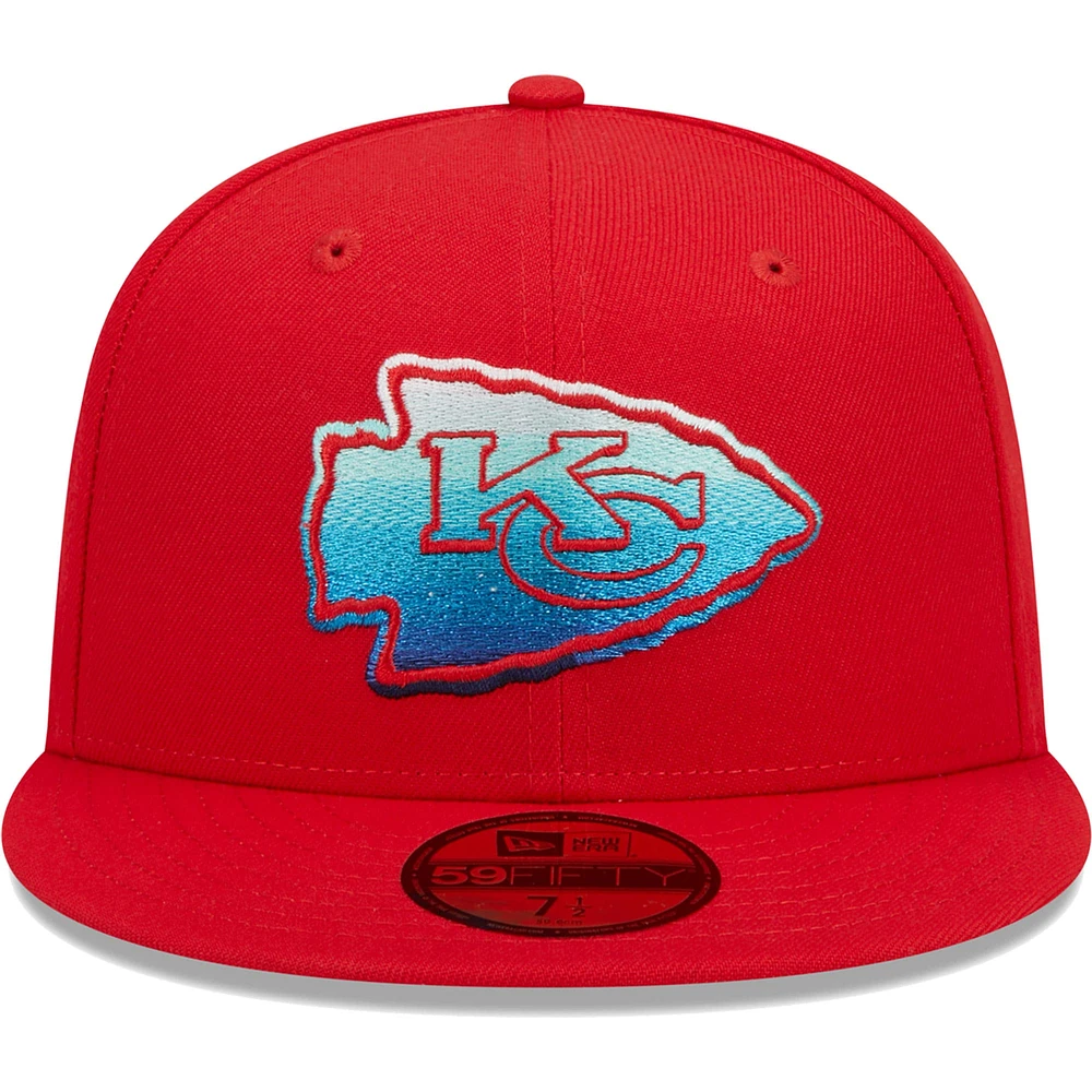 Men's New Era Red Kansas City Chiefs Gradient 59FIFTY Fitted Hat