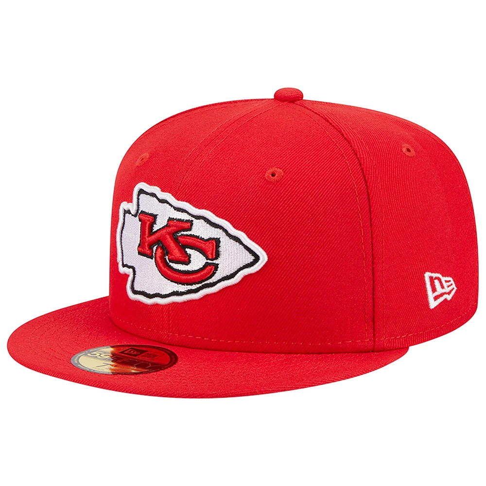 Casquette ajustée Main 59FIFTY rouge des Kansas City Chiefs de New Era pour homme