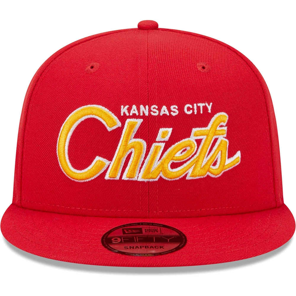Men's New Era Red Kansas City Chiefs Main Script 9FIFTY Snapback Hat