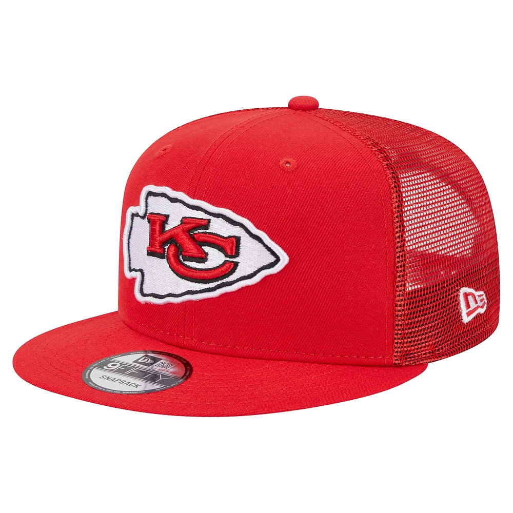 Casquette à visière plate rouge New Era Kansas City Chiefs Main Trucker 9FIFTY pour homme