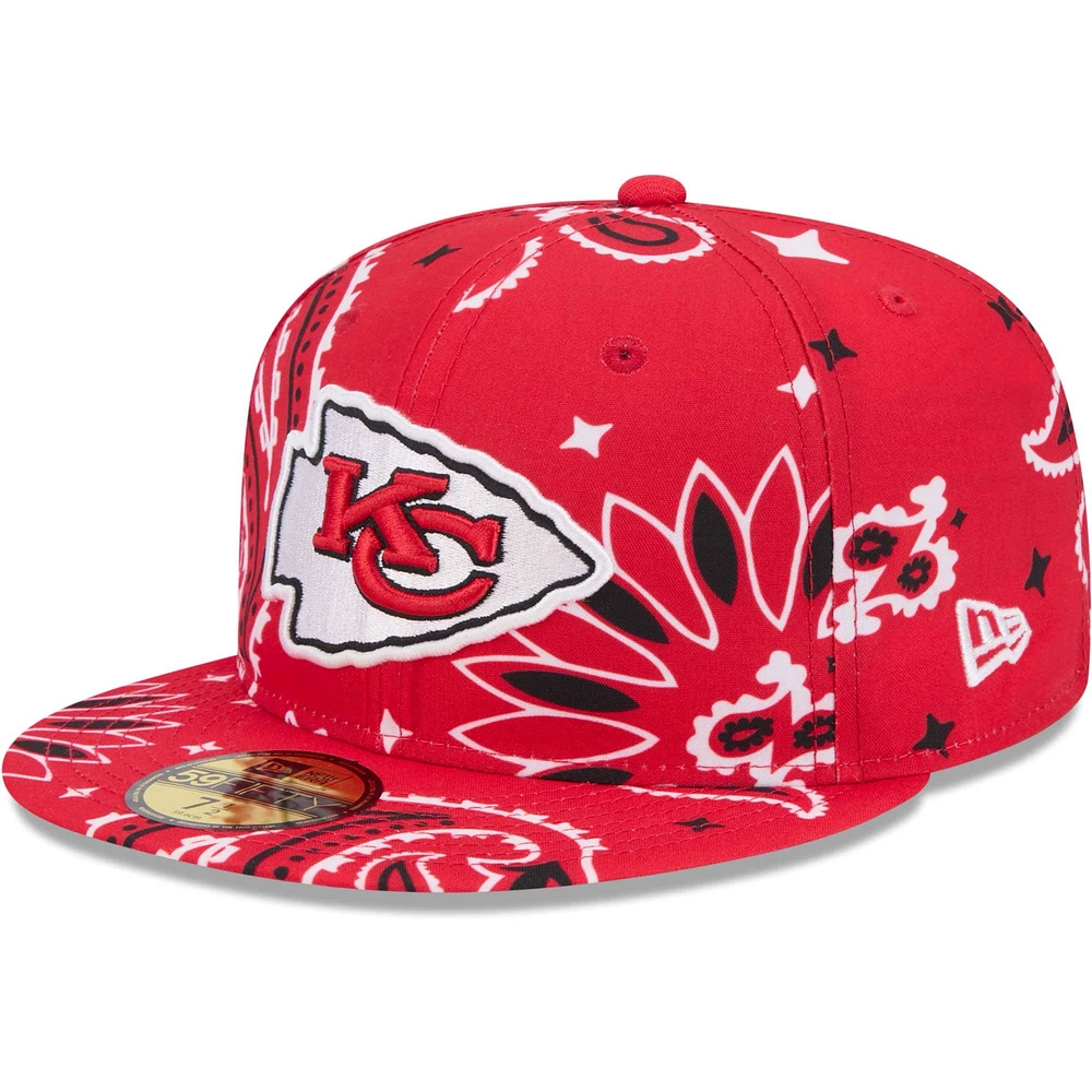 Men's New Era Red Kansas City Chiefs Paisley 59FIFTY Fitted Hat