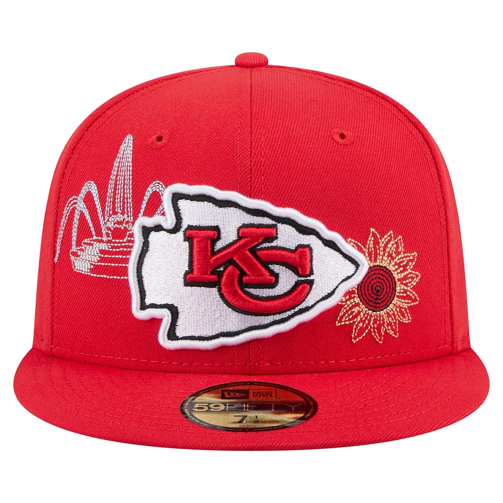 Casquette ajustée 59FIFTY rouge New Era Kansas City Chiefs State Stitch pour homme