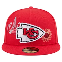 Casquette ajustée 59FIFTY rouge New Era Kansas City Chiefs State Stitch pour homme