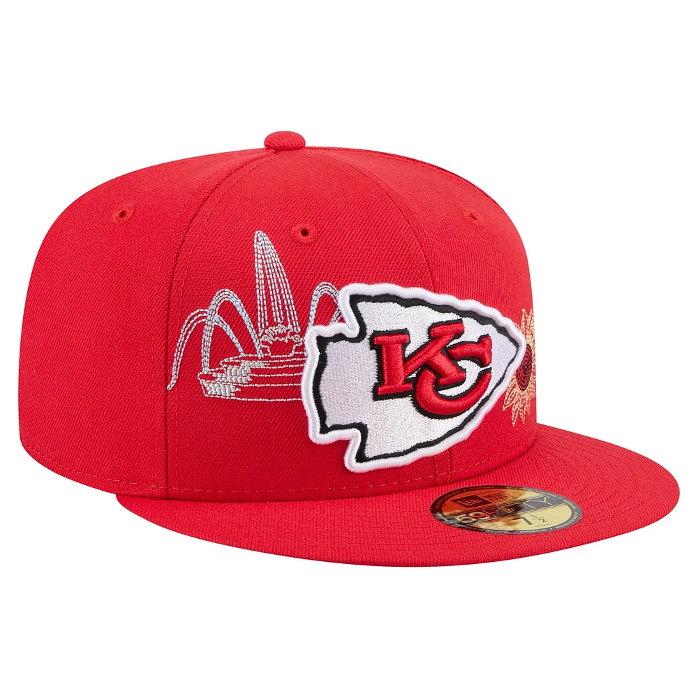 Casquette ajustée 59FIFTY rouge New Era Kansas City Chiefs State Stitch pour homme
