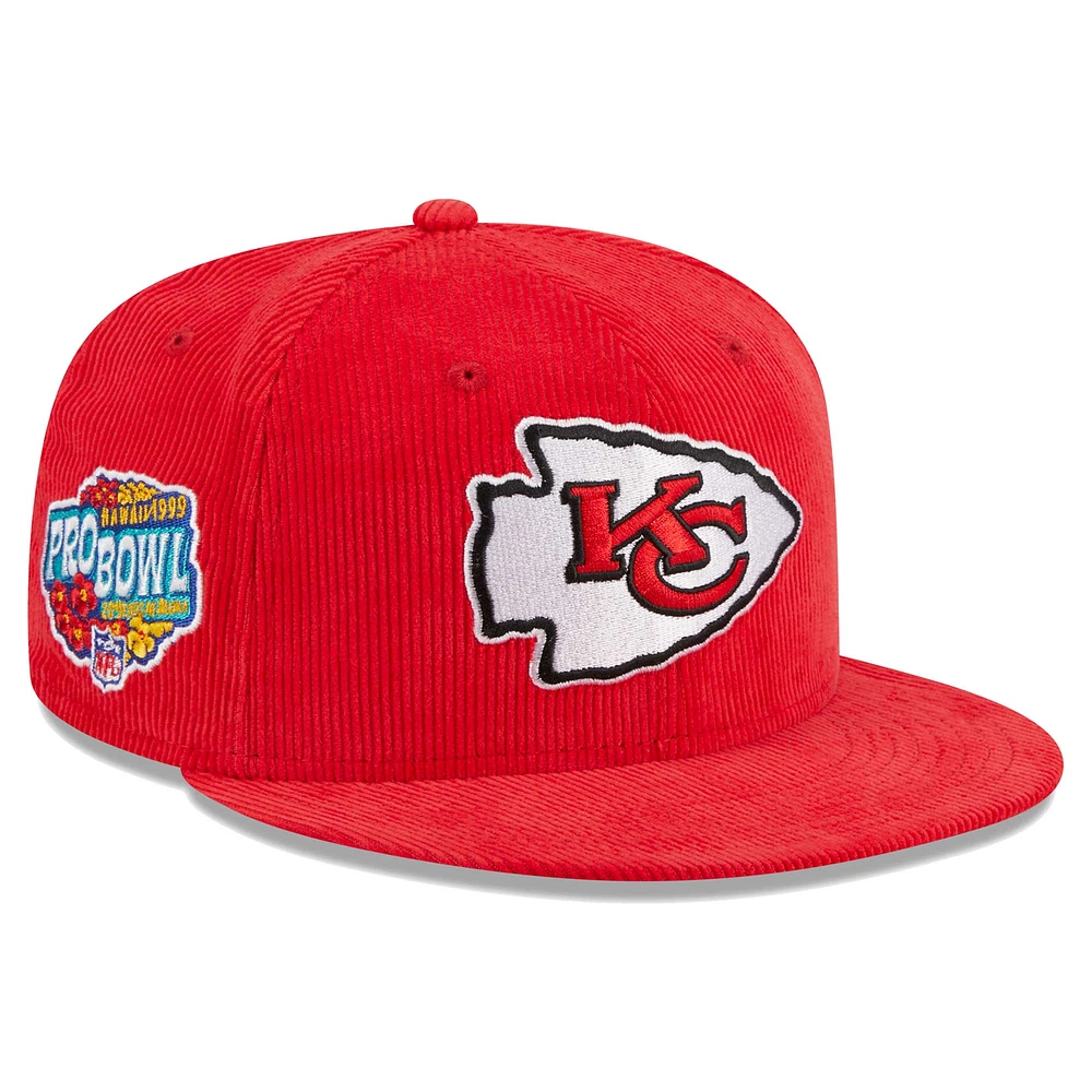 Casquette ajustée 59FIFTY en velours côtelé rouge Kansas City Chiefs New Era pour hommes