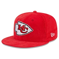 Men's New Era Red Kansas City Chiefs Throwback Corduroy 59FIFTY Fitted Hat