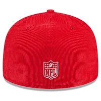 Casquette ajustée 59FIFTY en velours côtelé rouge Kansas City Chiefs New Era pour hommes