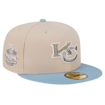 Casquette ajustée bicolore 59FIFTY City Originals Lifestyle pour homme New Era Stone/Light Blue Kansas Chiefs