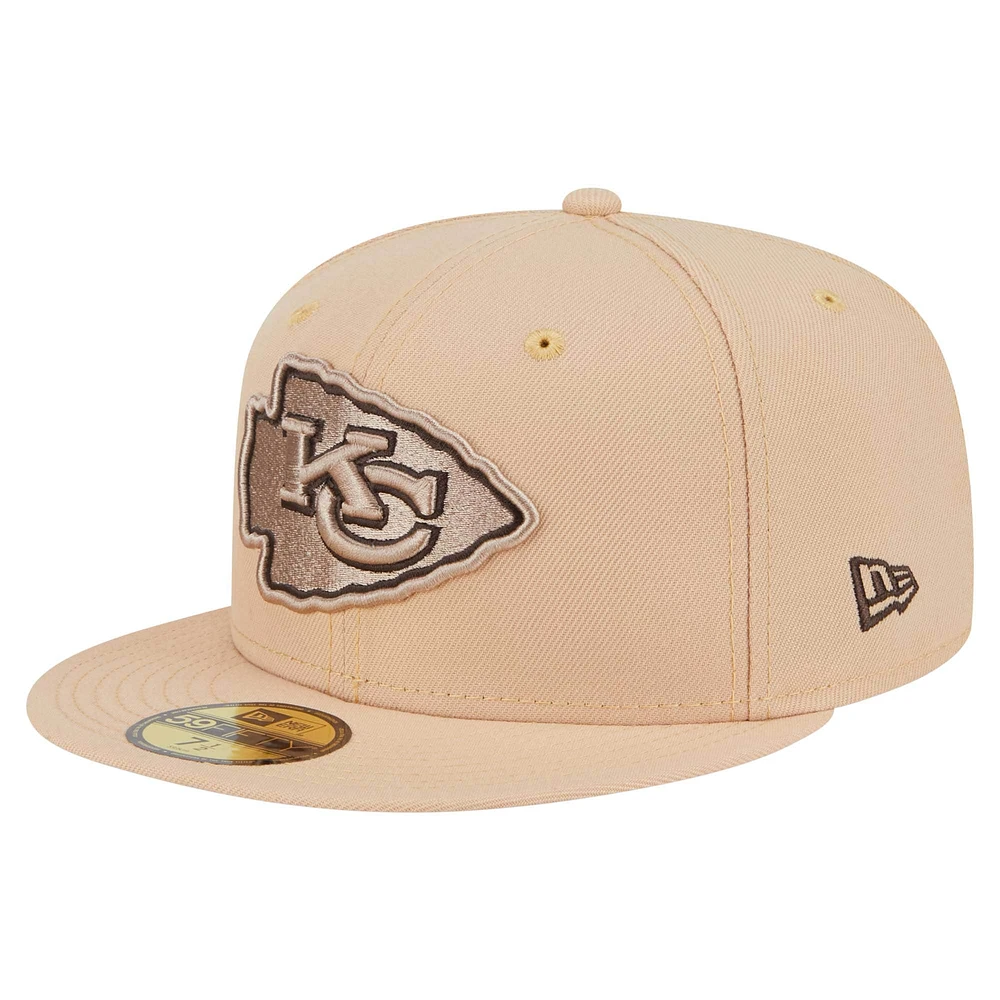 Men's New Era Tan Kansas City Chiefs Candied Pecan 59FIFTY Fitted Hat