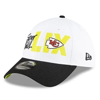 Men's New Era White/Black Kansas City Chiefs Super Bowl LIX 39THIRTY Flex Hat