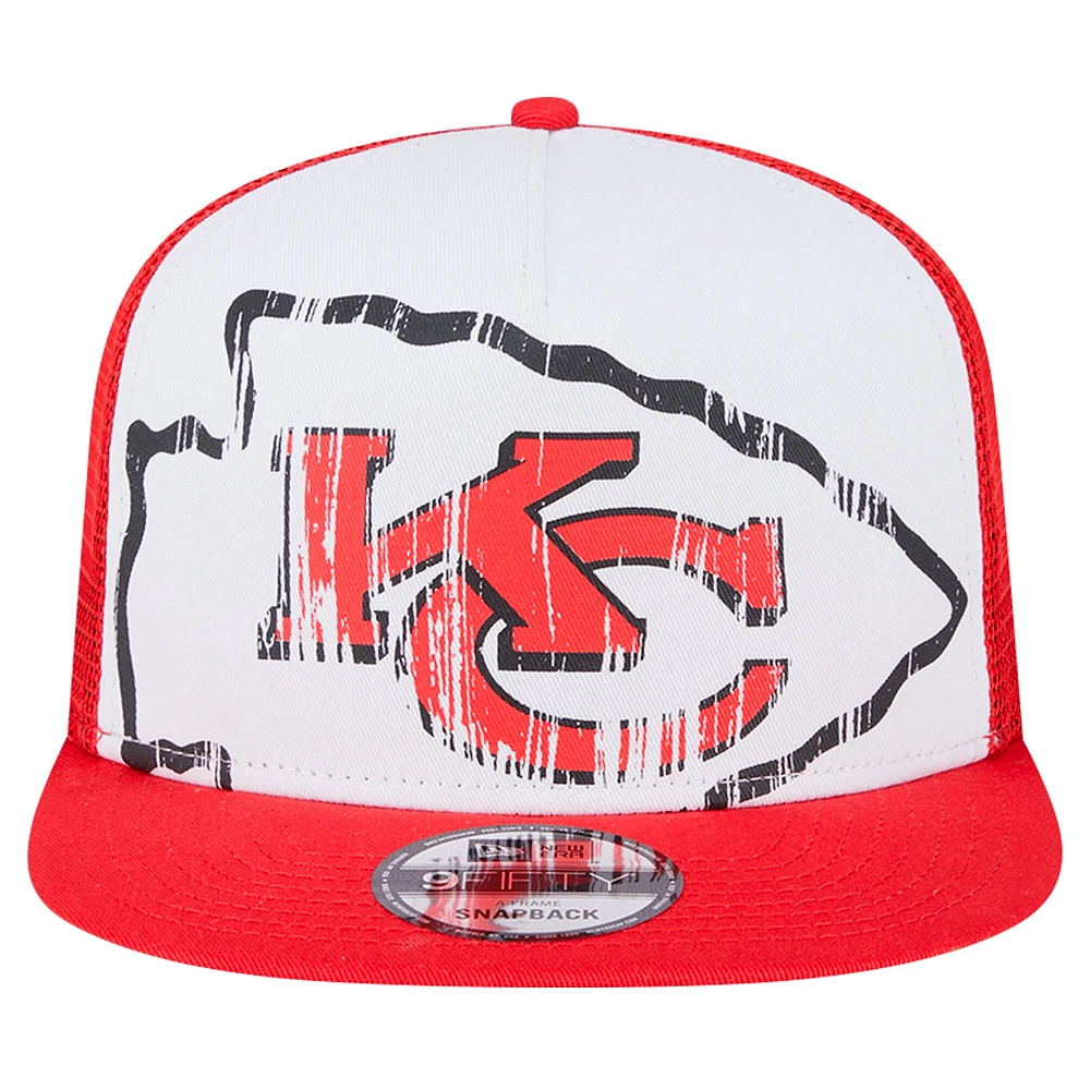 Casquette à visière ajustable New Era 9FIFTY A-Frame blanche/rouge Kansas City Chiefs pour homme