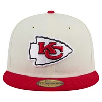 Casquette ajustée New Era 59FIFTY blanche/rouge des Kansas City Chiefs pour homme