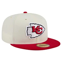Casquette ajustée New Era 59FIFTY blanche/rouge des Kansas City Chiefs pour homme