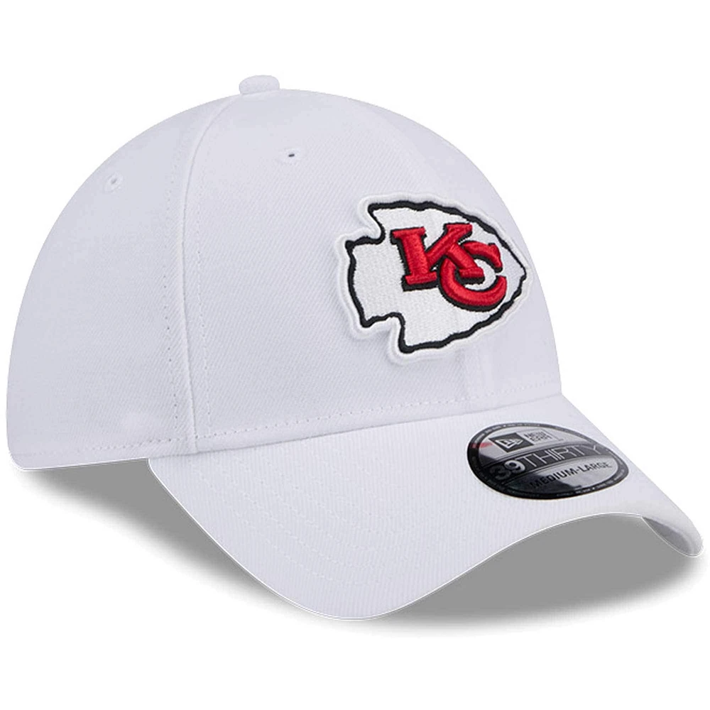 Casquette flexible principale 39THIRTY des Chiefs de Kansas City New Era pour hommes, blanche