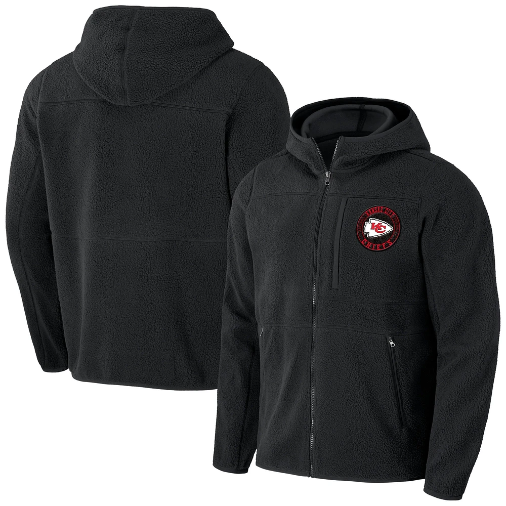 Sweat à capuche zippé en sherpa noir pour homme de la collection NFL x Darius Rucker Fanatics Kansas City Chiefs