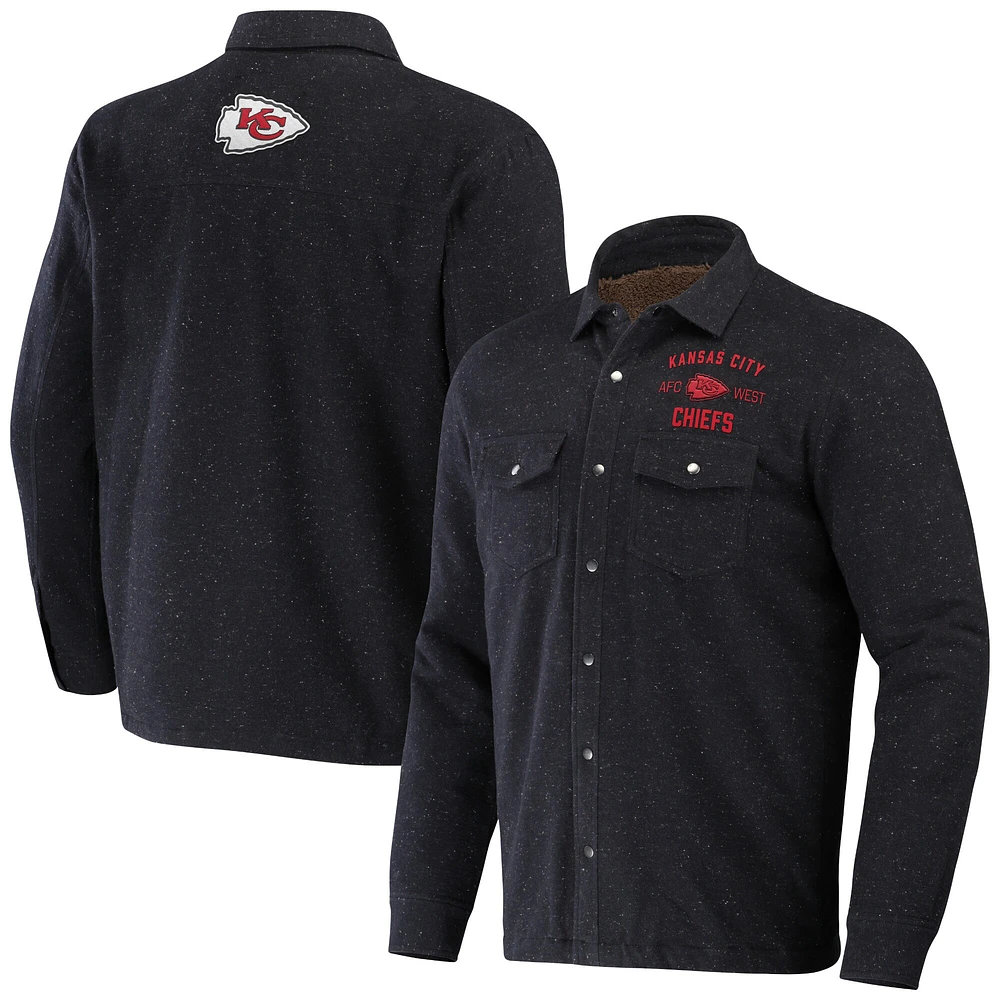 Men's NFL x Darius Rucker Collection by Fanatics Charcoal Kansas City Chiefs Shacket Full-Snap Jacket