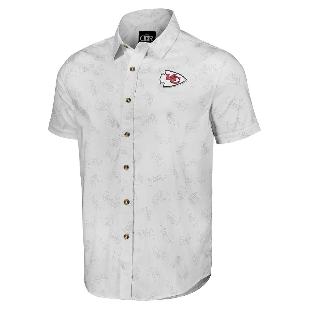 Chemise boutonnée à manches courtes tissée blanche Kansas City Chiefs pour homme de la collection NFL x Darius Rucker par Fanatics