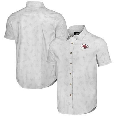 Chemise boutonnée à manches courtes tissée blanche Kansas City Chiefs pour homme de la collection NFL x Darius Rucker par Fanatics