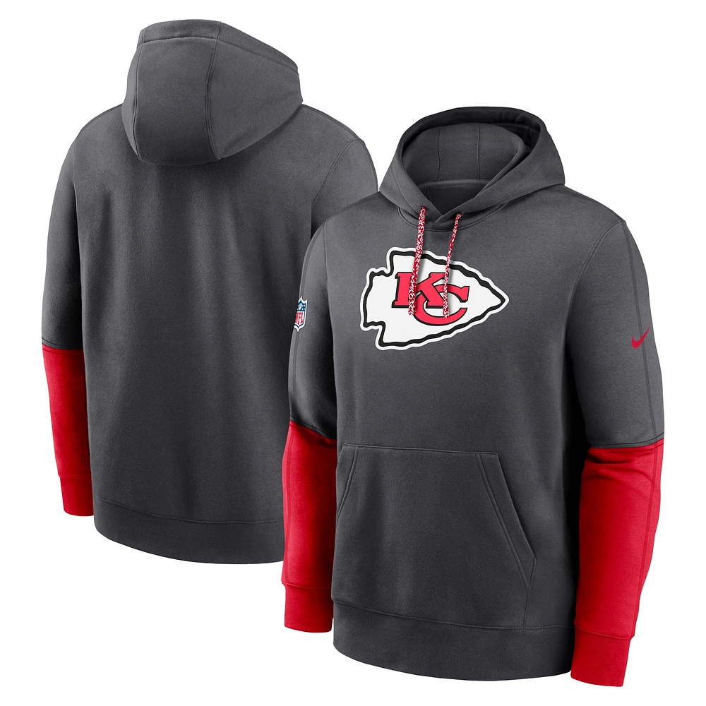 Sweat à capuche Nike Anthracite Kansas City Chiefs 2024 Sideline Club pour homme