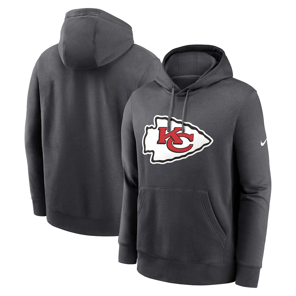 Sweat à capuche Nike anthracite avec logo du Kansas City Chiefs Club pour hommes