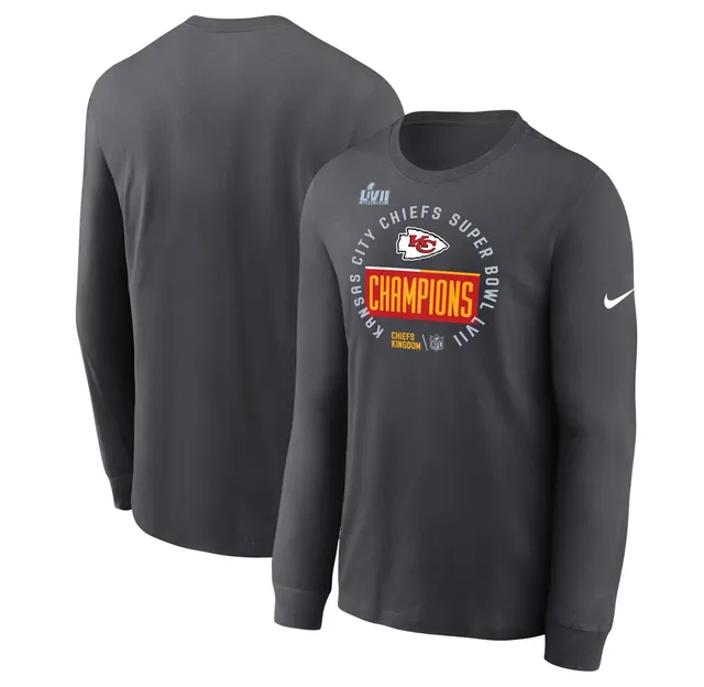 Youth Nike Anthracite Kansas City Chiefs Super Bowl LVII Champions Locker Room Trophy Collection Pullover Hoodie Size: Large