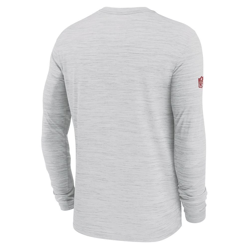 T-shirt Nike à manches longues Performance Ash Kansas City Chiefs Sideline Velocity pour homme
