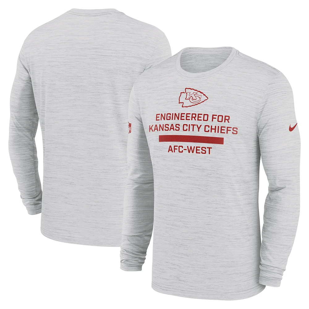 Men's Nike Ash Kansas City Chiefs Sideline Velocity Performance Long Sleeve T-Shirt