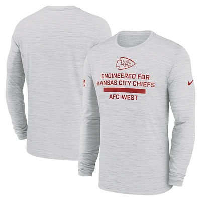 Men's Nike Ash Kansas City Chiefs Sideline Velocity Performance Long Sleeve T-Shirt