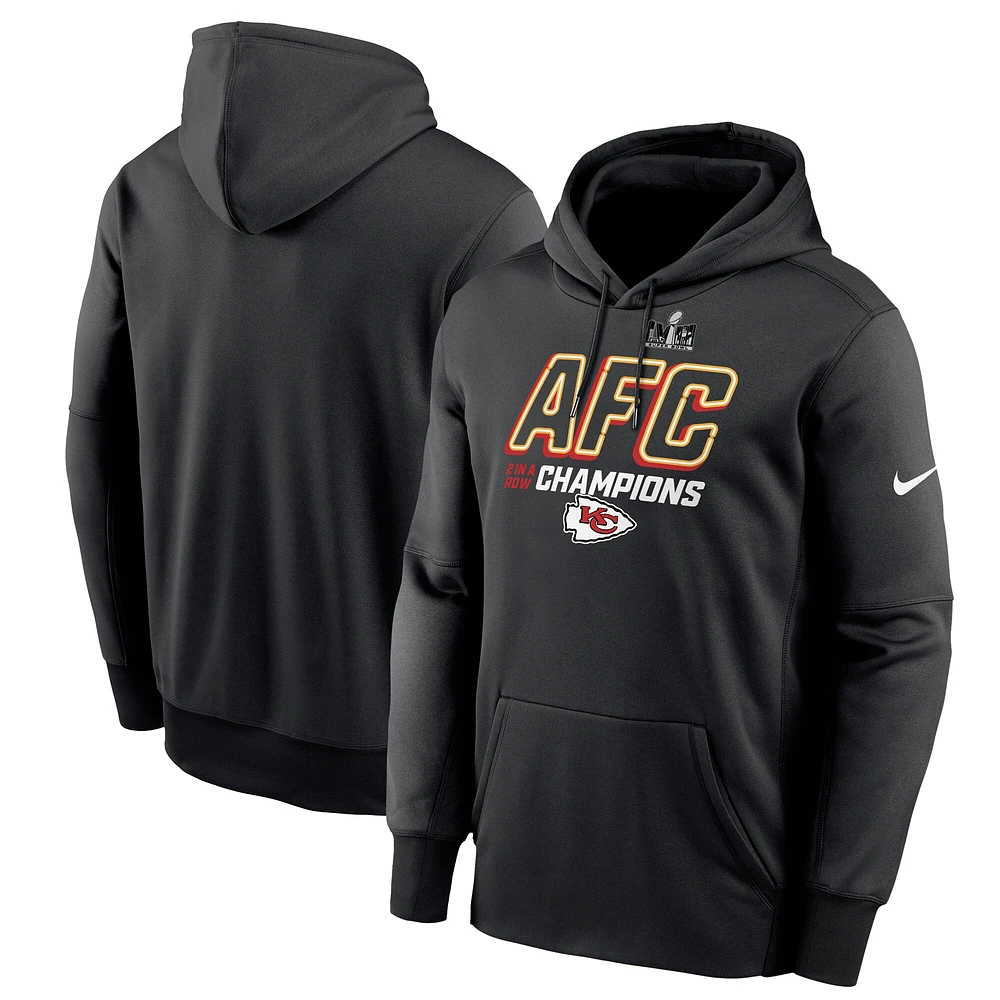 Sweat à capuche emblématique Nike pour homme, noir, Kansas City Chiefs 2023 AFC Champions