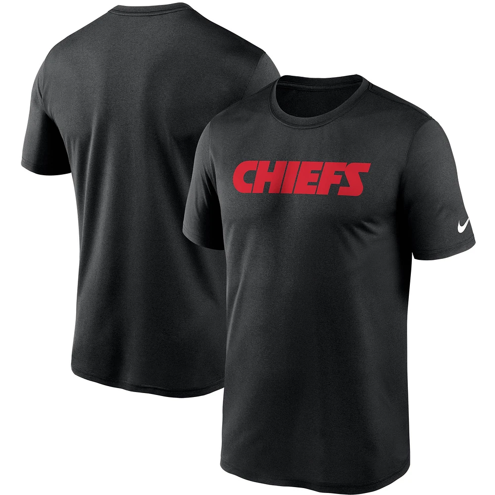 T-shirt Nike noir Kansas City Chiefs Wordmark Legend Performance pour homme